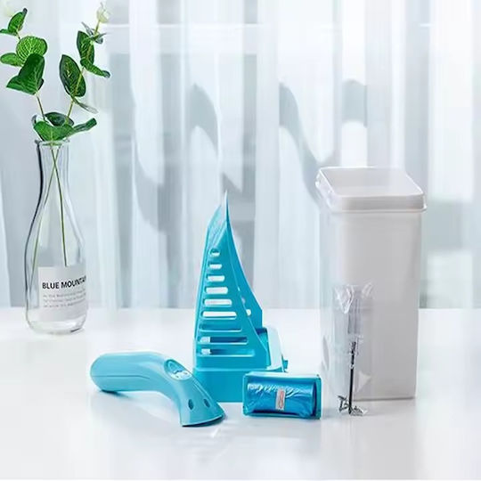 Lingură din plastic pentru litiera pisicii 30 de pungi M16xL8xH30cm Albastru