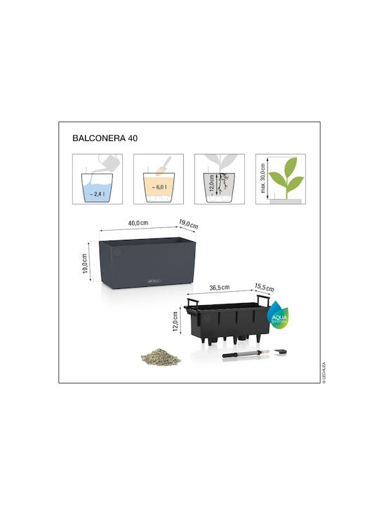 Lechuza Balconera Αυτοποτιζόμενη Ζαρντινιέρα Πλαστική Λευκή 40x19x19εκ.