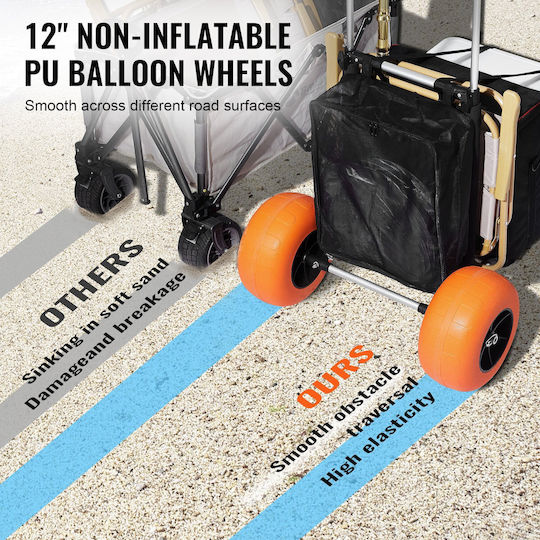 Vevor Transport Trolley Foldable for Weight Load up to 165kg Beige