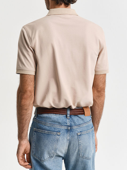 Contrast Pique Polo T-shirt Biege