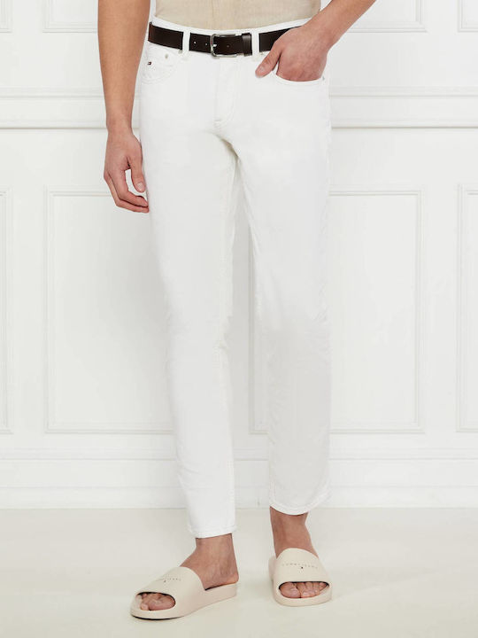 Scanton Men's Jeans Pants Elastic with Slim Fit White