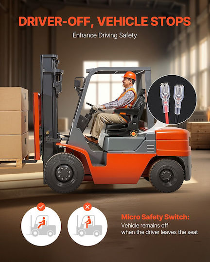 Vevor Forklift Seat Fold Down Tractor Seat Suspension Ρυθμιζόμενη Πλάτη Προσκέφαλο