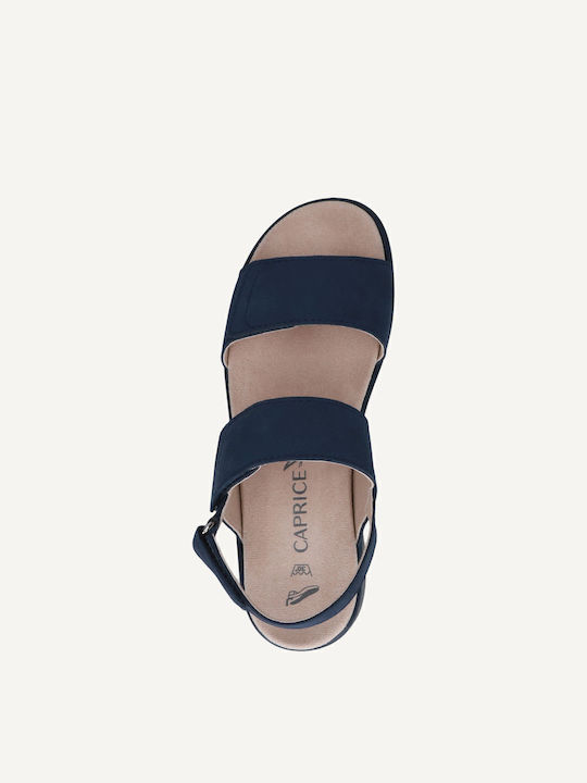Leather Women's Flat Sandals Navy Blue