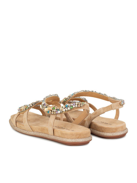 Flache Sandalen für Damen in Tabac Braun Farbe