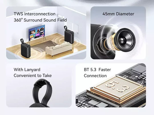 Usams YX015 Bluetooth-Lautsprecher 5W mit Akkulaufzeit bis zu 3.5 Stunden Schwarz