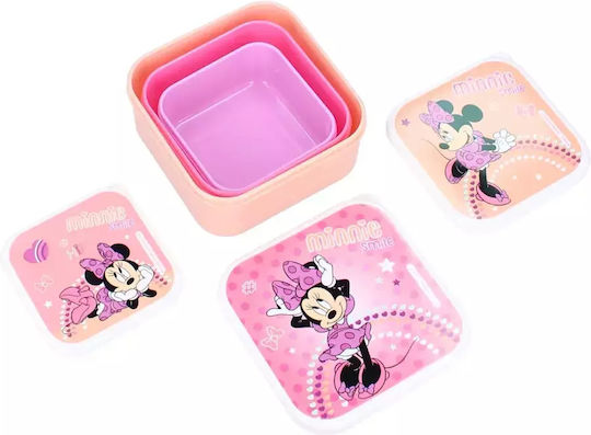 Minnie Mouse Πλαστικό Παιδικό Σετ Φαγητού Minnie Ροζ 12 x 12 x 6εκ.