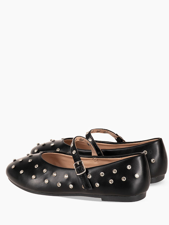 Kids Ballerinas with Adjustable Metal Clasp Black