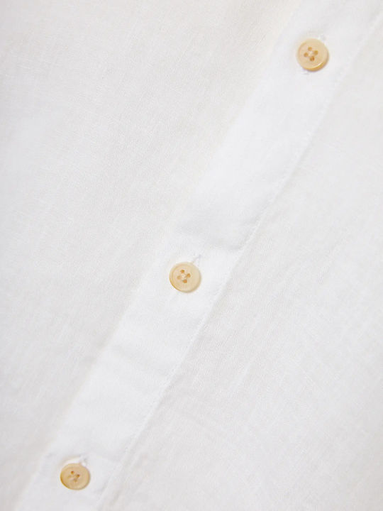Long-sleeved Linen Shirt White