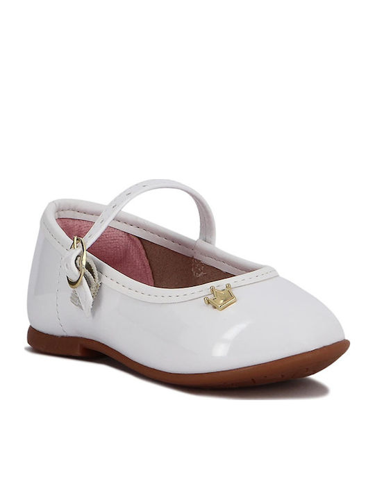 Kids Ballerinas with Adjustable Metal Clasp White