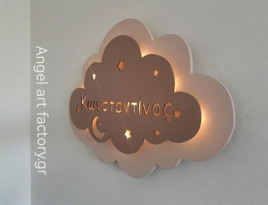 Children's Wooden Wall Light "Double Cloud" Name