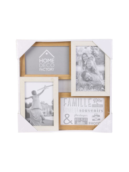 The Home Deco Factory Hölzener Fotorahmen mit Beigem Rahmen