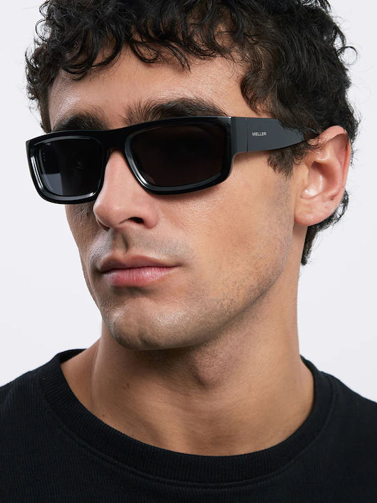 Meller Jari Male Sunglasses with Grey Horn-Rimmed Frame and Silver Polarized Mirror Lens