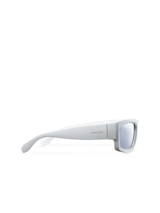 Meller Jari Male Sunglasses with Grey Horn-Rimmed Frame and Silver Polarized Mirror Lens