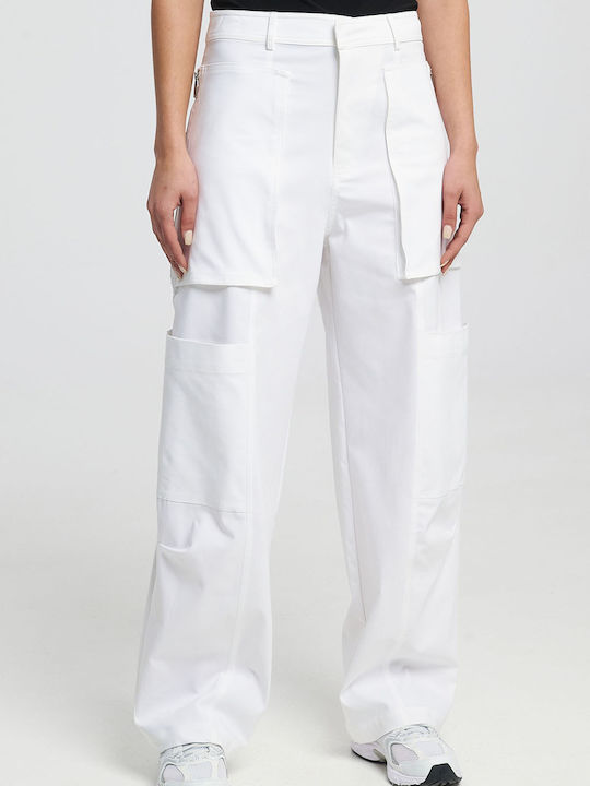 Zoya Women's Fabric Cargo Trousers White