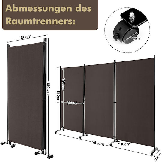 Costway Διακοσμητικό Παραβάν Μεταλλικό 262x180cm
