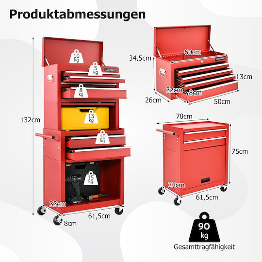 Costway Metallisch Werkzeugkiste