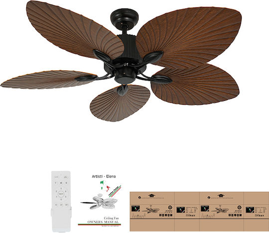 Boho Ανεμιστήρας Οροφής 132cm Καφέ / Μαύρος