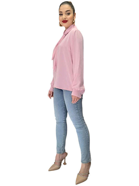 Damen Bluse Langärmelig Pink