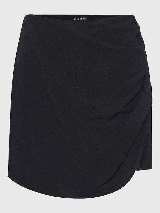 Women's Linen Skirt-Shorts High-waisted Black