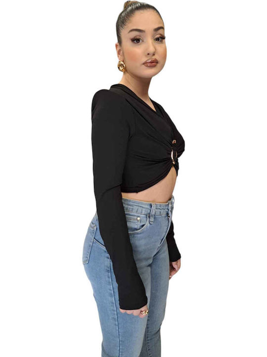 Damen Crop Top Black