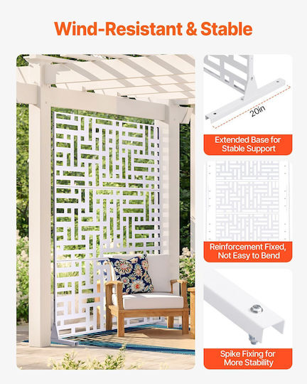 Vevor Metal Privacy Screen 47" X 76" Outdoor Screens & Privacy Panels White