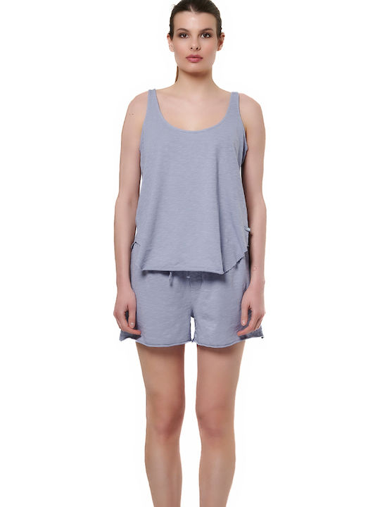 Γυναικεία Μπλούζα Βαμβακερή Αμάνικη Lavender Blue