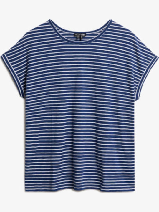 Women's T-shirt Striped Navy/optic Stripe