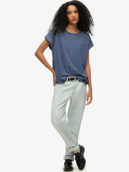 Women's T-shirt Striped Navy/optic Stripe