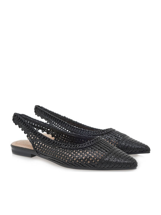 Synthetic Leather Black Low Heels with Strap