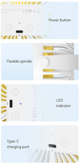 Usams ZB289 Ventilator USB Fără Lamele 4W Alb