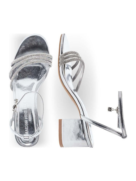 Sandalen mit Strass Silber