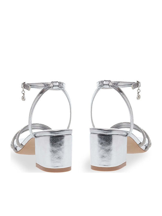 Sandalen mit Strass Silber