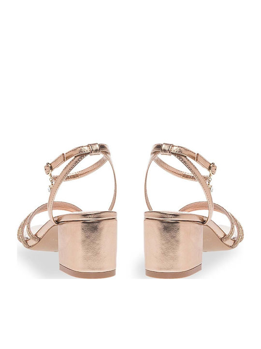 Women's Sandals with Strass Rose Gold