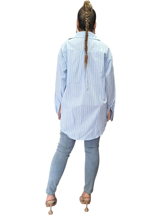 Damen Denim Hemd Blue Gestreift