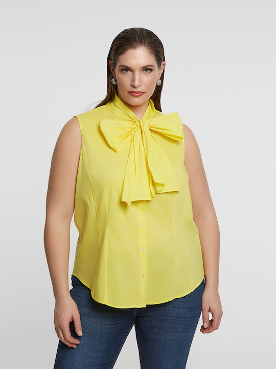 Damen Denim Hemd Gelb