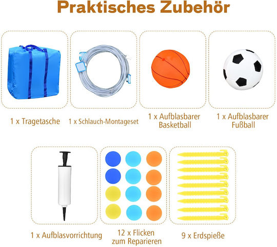 Costway Aufblasbare Hüpfburg Soccer Fun mit Rutsche für 3-12 Jahre Blau