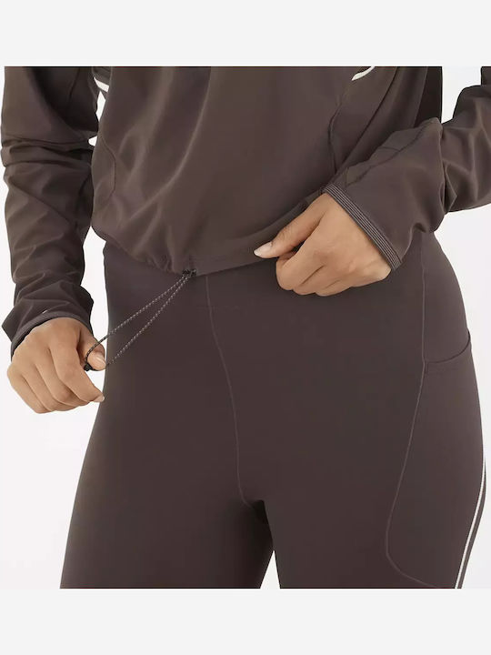 Women's Running Crop Lifestyle Jacket Waterproof for Winter Dark Brown