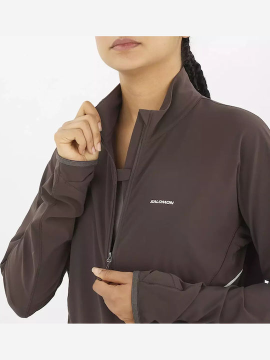 Women's Running Crop Lifestyle Jacket Waterproof for Winter Dark Brown