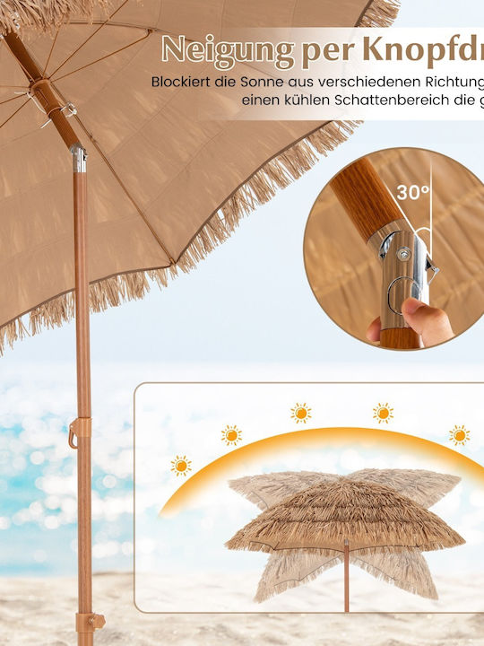 Runder Garten- und Terrassen-Sonnenschirm Metall Beige Φ2,18m