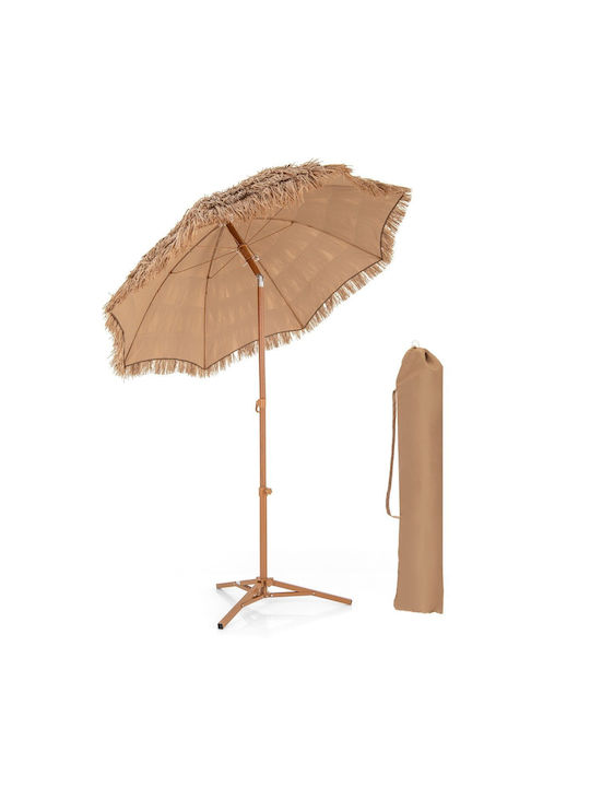 Runder Garten- und Terrassen-Sonnenschirm Metall Beige Φ2,18m