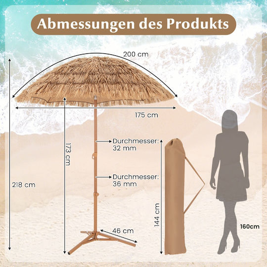 Umbrelă Rotundă Metalică Bej Φ2.18m