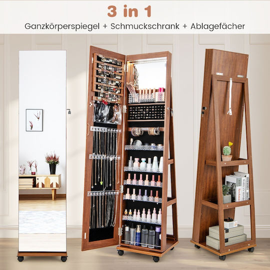 Costway Boden- oder Standspiegel mit Braune Holz Rahmen