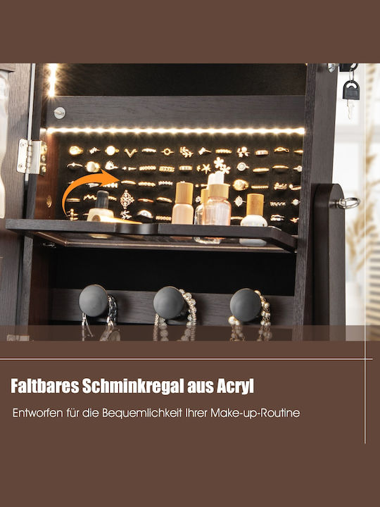 Costway Boden- oder Standspiegel mit Braune Holz Rahmen