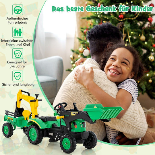 Kinderfahrzeug mit Traktor Elektrisch mit Anhänger Grün für 3+ Jahre