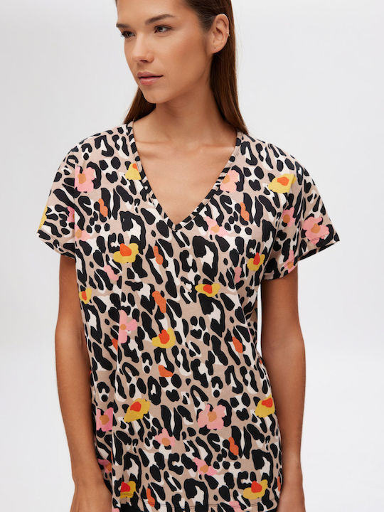 Minerva Summer Women's Pyjama Set Mocha-black