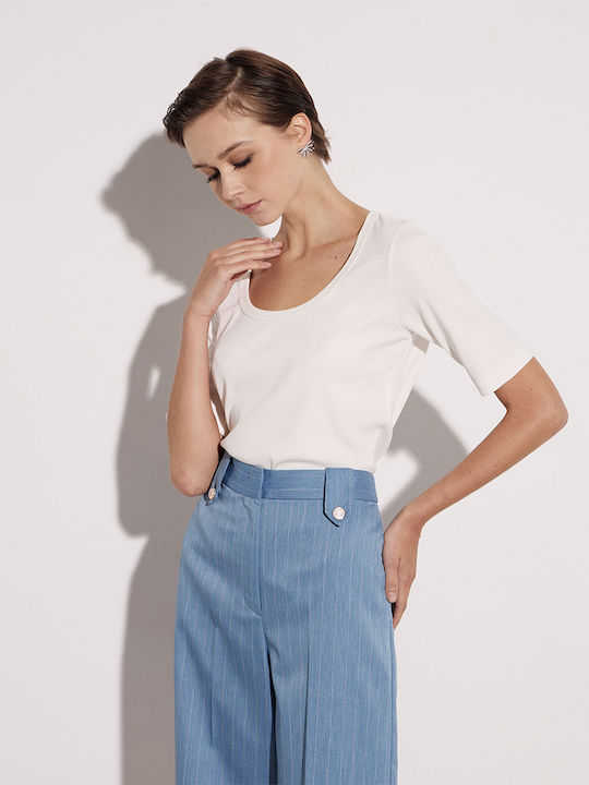 Damen Bluse Kurzärmelig Weiß