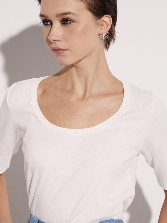 Damen Bluse Kurzärmelig Weiß