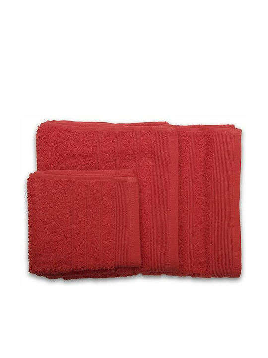 Sunshine Bath Towel Set 3pcs Chimbouri 21 Red Weight 500gr/m²