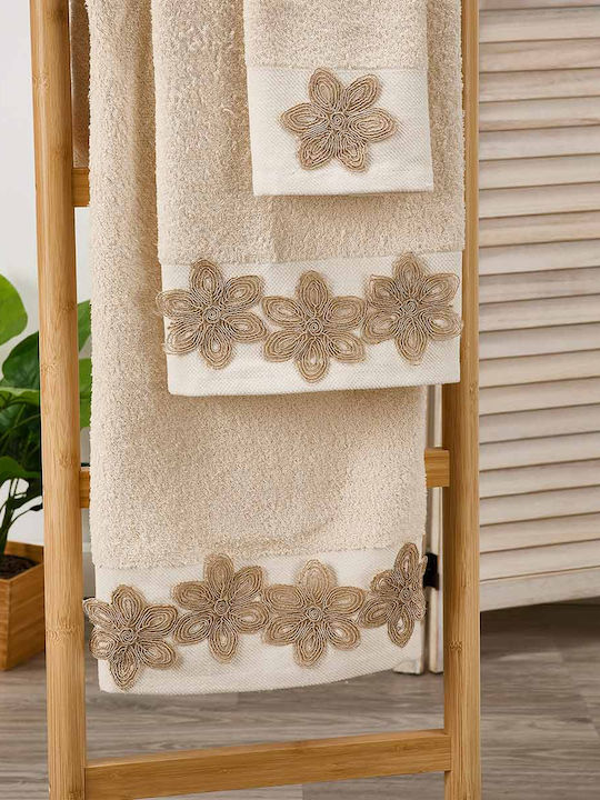 Whitegg Bath Towels Set of 3 pcs Ecru Weight 420gsm