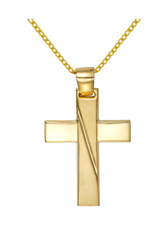 Papoulidis Jewellery Ανδρικός Χρυσός Σταυρός 14Κ Διπλής Όψης χωρίς Αλυσίδα
